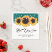 Rustikale Aquamarine Burlap Lace Sonnenblume Hochz Serviette (Beispiel)