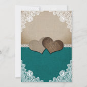 Rustikale Aquamarine Burlap Lace String Lights Hoc Einladung (Rückseite)