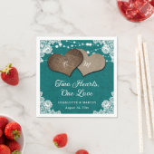 Rustikale Aquamarine Burlap Lace String Lights Hoc Serviette (Beispiel)