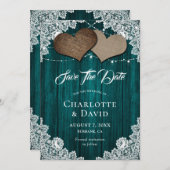 Rustikale Aquamarine Burlap Lace Wedding speichert Save The Date (Vorne/Hinten)