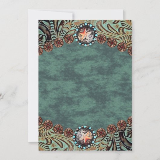 Rustikale Aquamarine Cowboy Country Western Pferde Einladung (Rückseite)