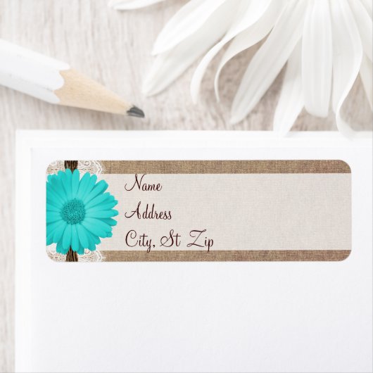 Rustikale Aquamarine Gerber Daisy Rücksendeadresse (Insitu)