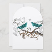 Rustikale Aquamarine Grün Vintage Lovebirds Hochze Einladung (Rückseite)