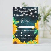 Rustikale aquamarine grüne Saitenleuchten Sonnenbl RSVP Karte (Stehend Vorderseite)