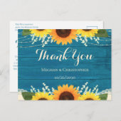 Rustikale Aquamarine Holzblume Hochzeit Vielen Dan Postkarte (Vorne/Hinten)