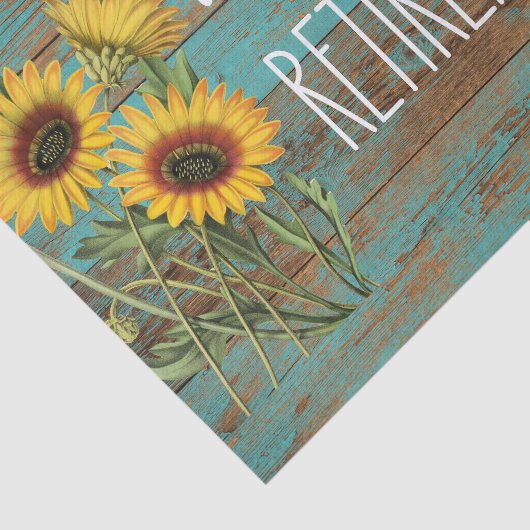 Rustikale Aquamarine Holzblumen Ruhestand Seidenpapier (Ausschnitt)