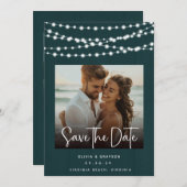 Rustikale Aquamarine Holzleuchten 2 Fotos Save the Save The Date (Vorne/Hinten)