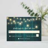 Rustikale, Aquamarine Holzsägemeißeleien RSVP Karte (Stehend Vorderseite)