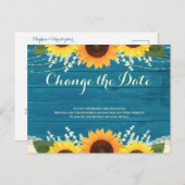 Rustikale Aquamarine Holzsonnenblume verändern das Postkarte (Vorne/Hinten)