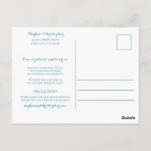 Rustikale Aquamarine Holzsonnenblume verändern das Postkarte (Rückseite)