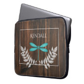 Rustikale Aquamarine Libelle Personalisierter Lapt Laptopschutzhülle (Vorderseite Links)