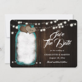 Rustikale Aquamarine Mason Jar Holzwinger Hochzeit Save The Date
