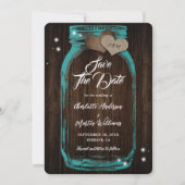 Rustikale Aquamarine Mason Jar Wood Wedding Save The Date (Vorderseite)