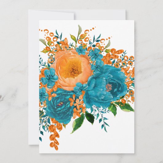 Rustikale Aquamarine Orangefarbene Blumenzehen (Rückseite)