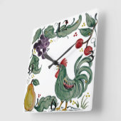 Rustikale Aquamarine Roster Fruchtkulisse Art Tile Quadratische Wanduhr (Winkel)