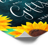 Rustikale aquamarine Saitenleuchten Sonnenblumen K Poster (Ecke)