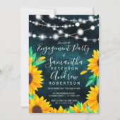 Rustikale aquamarine Saitenleuchten Sonnenblumen V Einladung (Vorderseite)