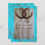 Rustikale aquamarine Scheunen-hölzerne Einladung (Vorne/Hinten)