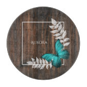 Rustikale Aquamarine Schmetterlingsplatte Personal Schneidebrett (Vorderseite)