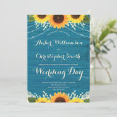 Rustikale Aquamarine Streichellichtblende Sonnenbl Einladung (Stehend Vorderseite)