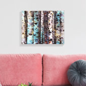 Rustikale Aquamarine und graue Birkenholzmalerei Leinwanddruck (Insitu (Wohnzimmer))