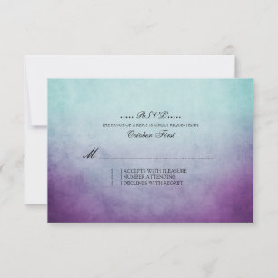 Rustikale Aquamarine und Lila Bohemische Hochzeit RSVP Karte