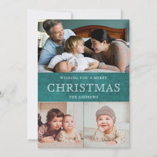 Rustikale Aquamarine Weihnachtsfotografie Feiertagskarte (Vorderseite)