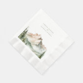 Rustikale Aquarell-Berghochzeit Serviette (Ecke)