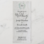 Rustikale Aquarell-Blätter auf Stallholzhochzeit Programm (Vorderseite)