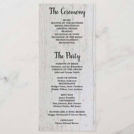 Rustikale Aquarell-Blätter auf Stallholzhochzeit Programm (Rückseite)