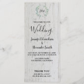 Rustikale Aquarell-Blätter auf Stallholzhochzeit Programm (Vorderseite)