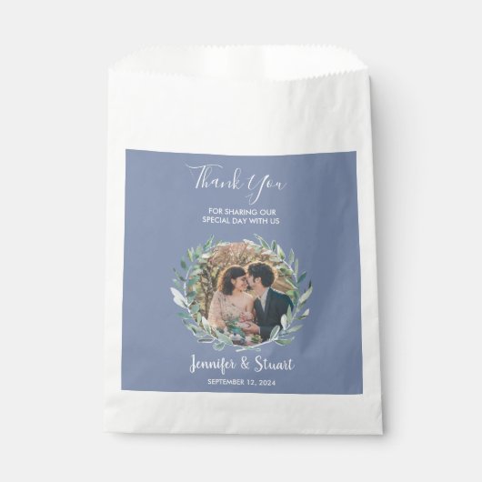 Rustikale Aquarell Blätter danke Ihnen Foto Hochze Geschenktütchen (Vorderseite)