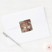 Rustikale Aquarell Blätter Foto Danke für Ihre Hoc Quadratischer Aufkleber (Umschlag)