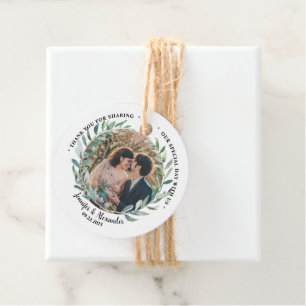 Rustikale Aquarell Blätter Hochzeit Foto Vielen Da Geschenkanhänger