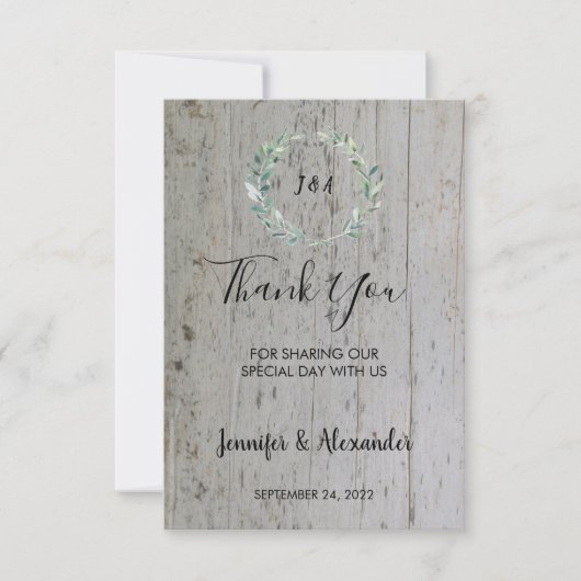 Rustikale Aquarell Blätter Holz Danke für Ihre Hoc Einladung (Vorderseite)