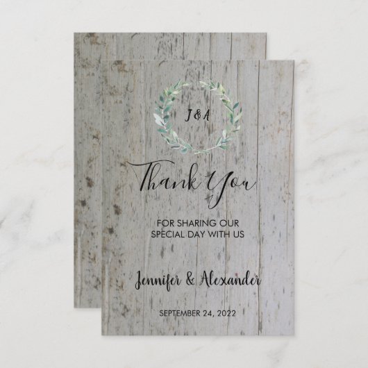 Rustikale Aquarell Blätter Holz Danke für Ihre Hoc Einladung (Vorne/Hinten)