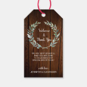 Rustikale Aquarell-Blätter Holzhochzeit Begrüßung Geschenkanhänger (Vorderseite)