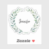 Rustikale Aquarell-Blätter Monogramm-Aufkleber Aufkleber (Blatt)