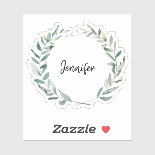 Rustikale Aquarell-Blätter Monogramm-Aufkleber Aufkleber (Blatt)