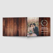 Rustikale Aquarell Blätter Stallholz Foto Hochzeit Gästebuch (Voll)