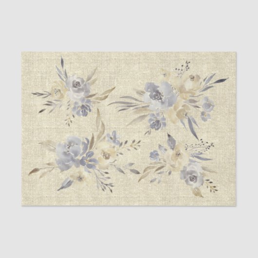 rustikale Aquarell-Blume auf Imitat-Leinen Seidenpapier (Vorderseite)