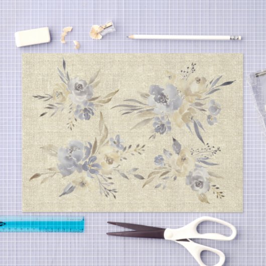 rustikale Aquarell-Blume auf Imitat-Leinen Seidenpapier (Handwerk)