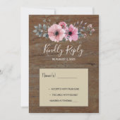Rustikale Aquarell-Blume verweigern Holzhochzeit R Einladung (Vorderseite)