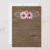 Rustikale Aquarell-Blume verweigern Holzhochzeit R Einladung (Rückseite)