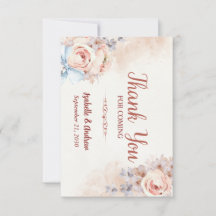 Rustikale Aquarell-Blumen-Hochzeit-Dankeskarten