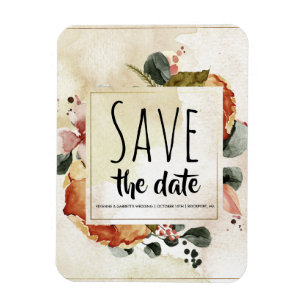 Rustikale Aquarell-Blumen-Hochzeitseinladung zum H Magnet