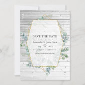 Rustikale Aquarell-Eukalyptus-Geometrie-Hochzeit Save The Date (Vorderseite)