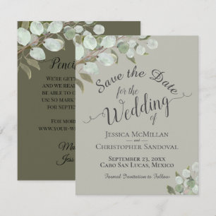 Rustikale Aquarell-Eukalyptusblätter-Sage-Hochzeit Save The Date