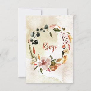 Rustikale Aquarell-Herbst-Blumen RSVP Karte