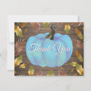 Rustikale Aquarell-Herbst-Kürbisblaue Dankeskarten Dankeskarte